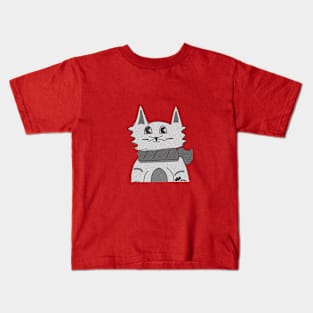 Cats with Scarves #4 - Grayscale Kids T-Shirt